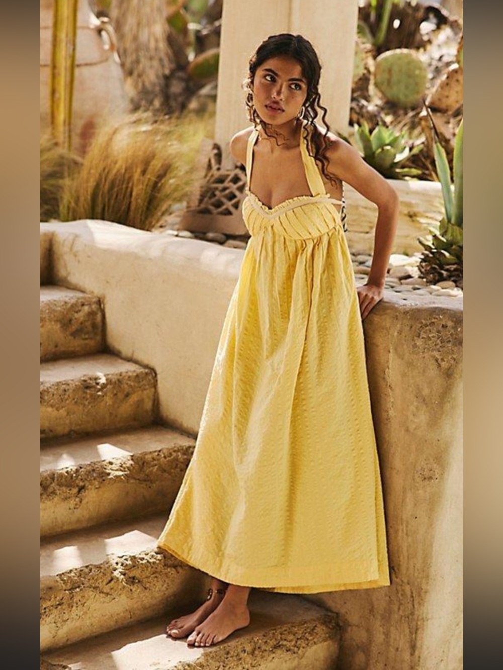 NWOT Free People Est Poppy Midi Dress in Yellow ☀️ - Picture 3 of 9